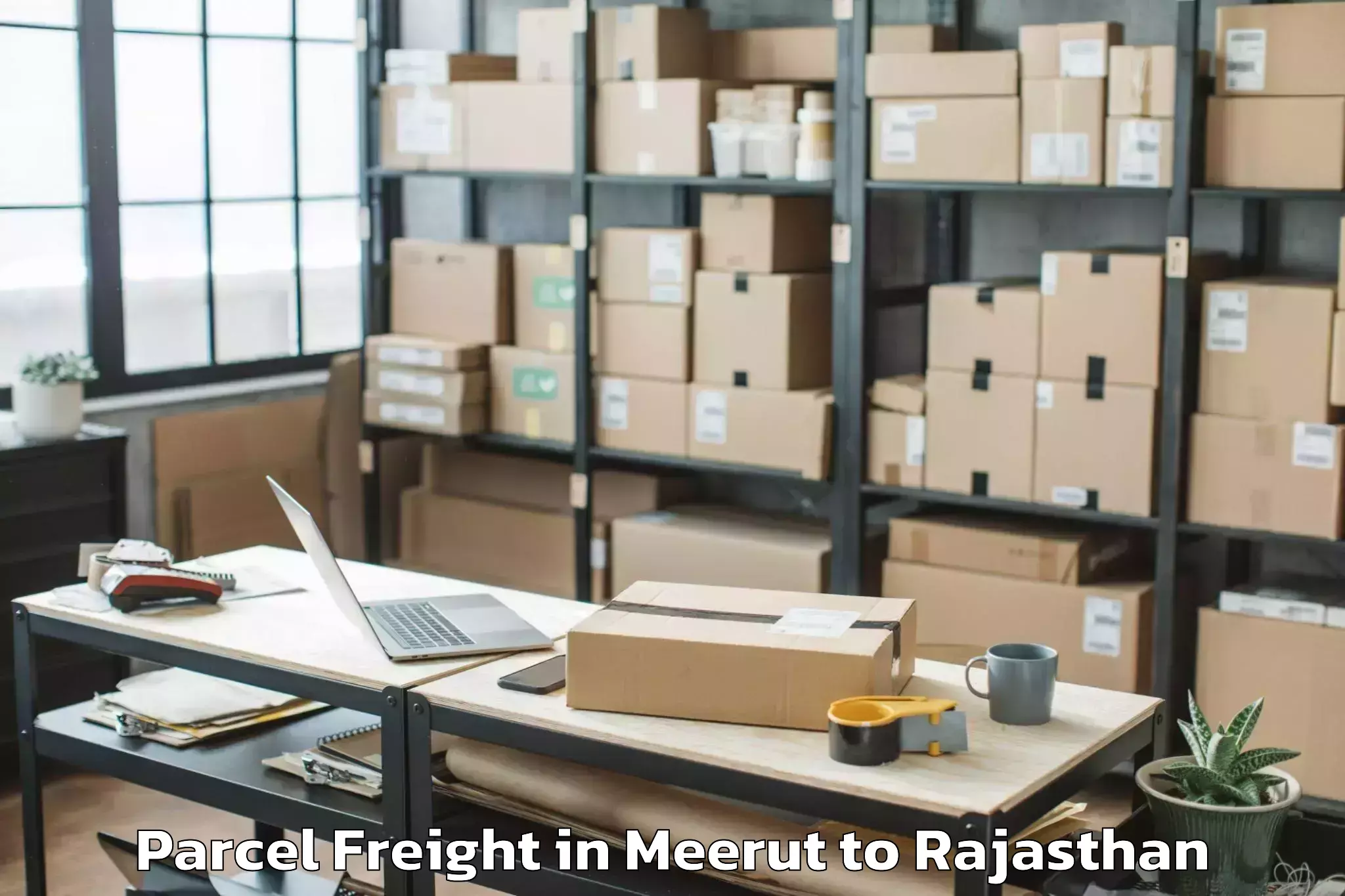 Book Meerut to Jalor Parcel Freight Online